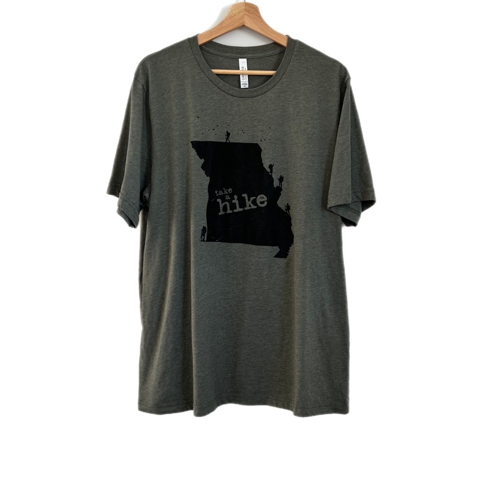 Bella+Canvas Funny "Take a Hike" Crew-Neck Tee Dark Green Top Black Design 2XL